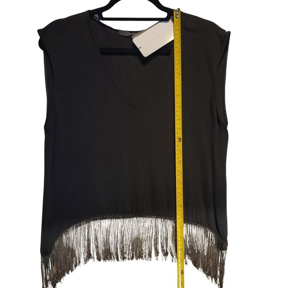 ZARA Black Chain Fringe Sleeveless Top Womens S Dressy Party Grunge Sexy Relaxed - Picture 10 of 11